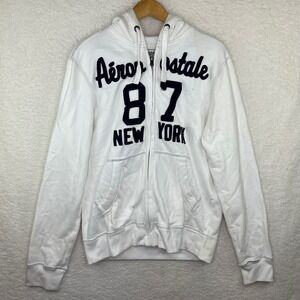 Aeropostale Womens White 87 New York Full Zip Hoodie Sweatshirt Large NWT